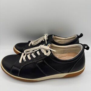 ECCO Women's Black Leather Lace Up Sneaker Size 38 / 7.5